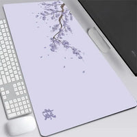 XXL Gray Rubber and Cloth Mouse Pad with Cherry Blossom Design