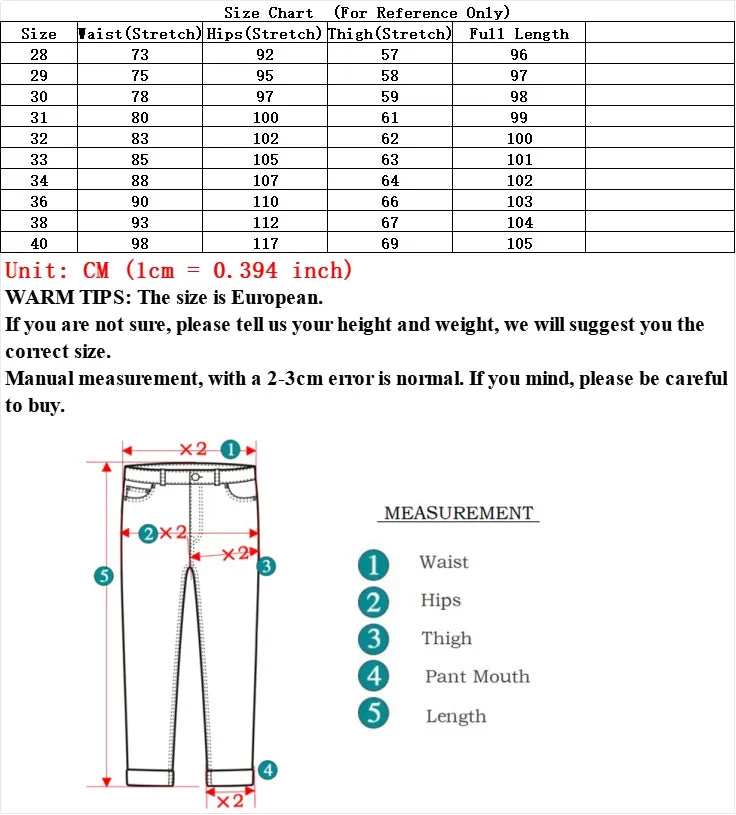 Fashion Men Jeans Stretch Straight Leg Casual Slim Fit Denim Pants Male Brand Luxury Design Business Classic Trousers Large Size - Buy online at  Vibe In Cart.