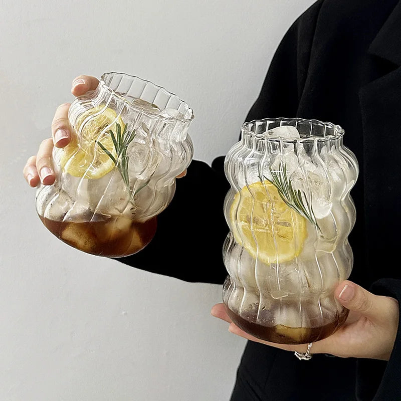 Glass Drinkware Cold Coffee Cups Latte Coffee Glass Iced Water Bottle Aesthetic Cup Wine Cocktail Glass Cups - Buy online at  Vibe In Cart.
