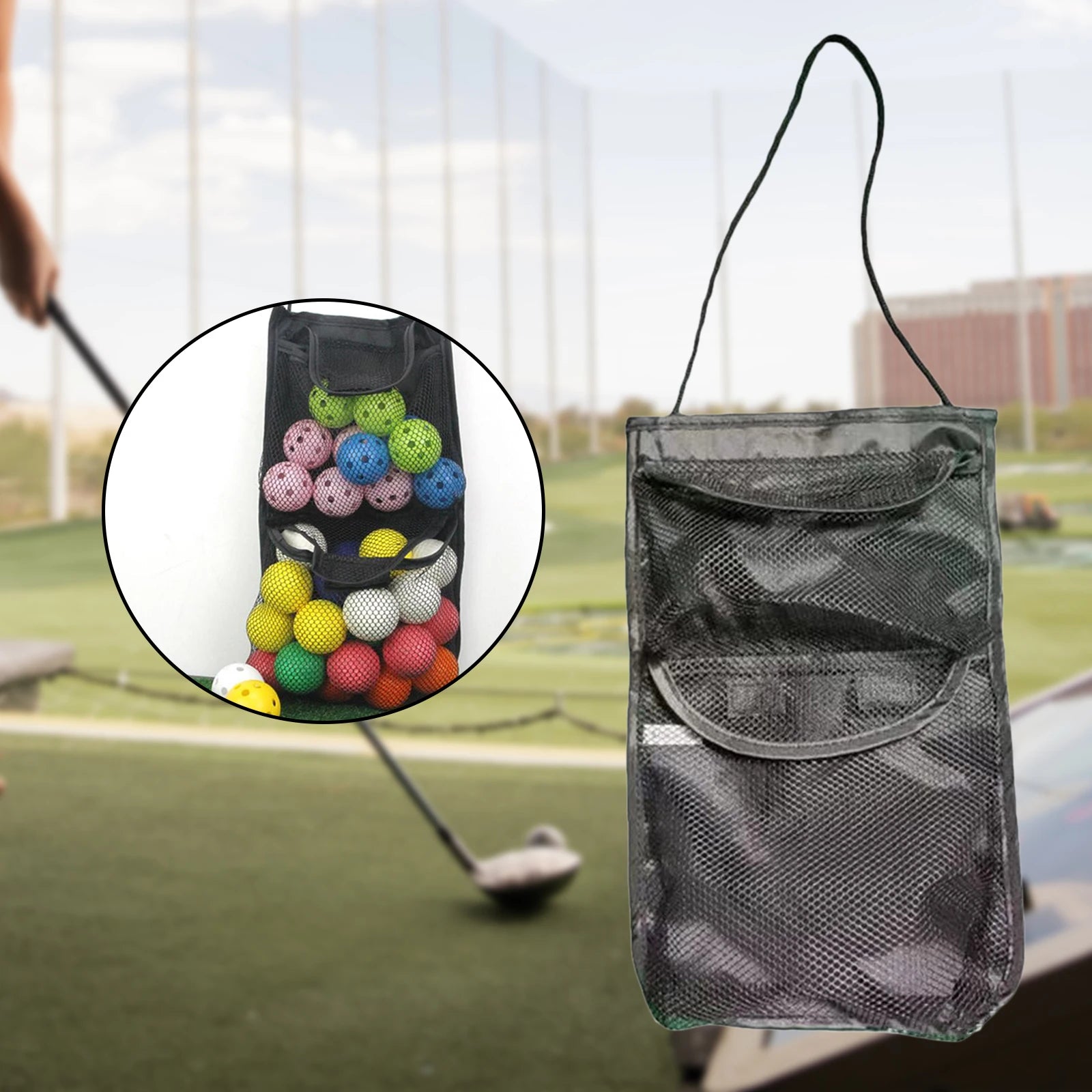 Mesh Storage Pouch for Golf and Tennis Balls with Hook