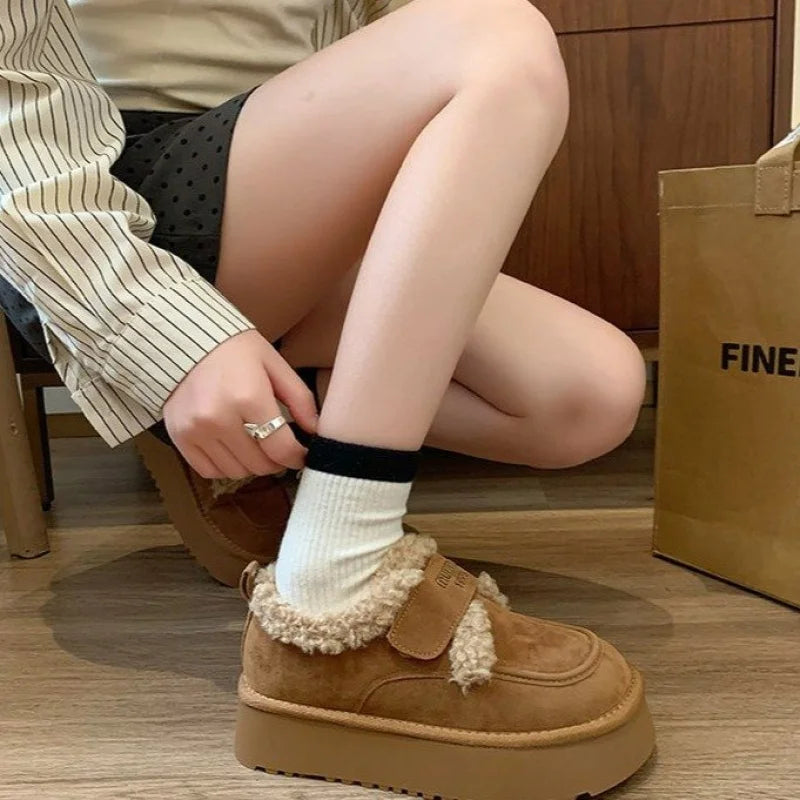 2025 New Winter Women's Platform Snow Boots, Warm Fleece Lined Ankle Boots with Magic Strap, Soft Sole Indoor Outdoor Shoes - Buy online at  Vibe In Cart.