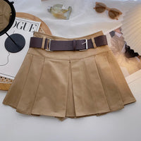 2023 A-line Skirts with Belt Women High Waist Short Skirt Buttons Skirt Female Clothing Female All-match - Buy online at  Vibe In Cart.