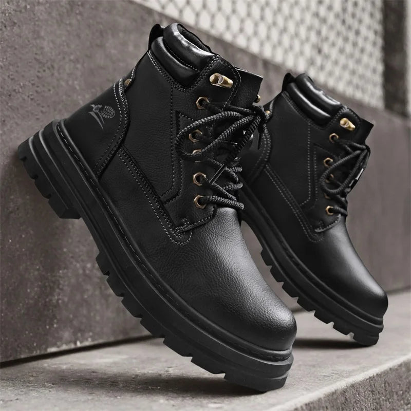 Men's Basic Lace-Up Ankle Boots With Mesh Lining