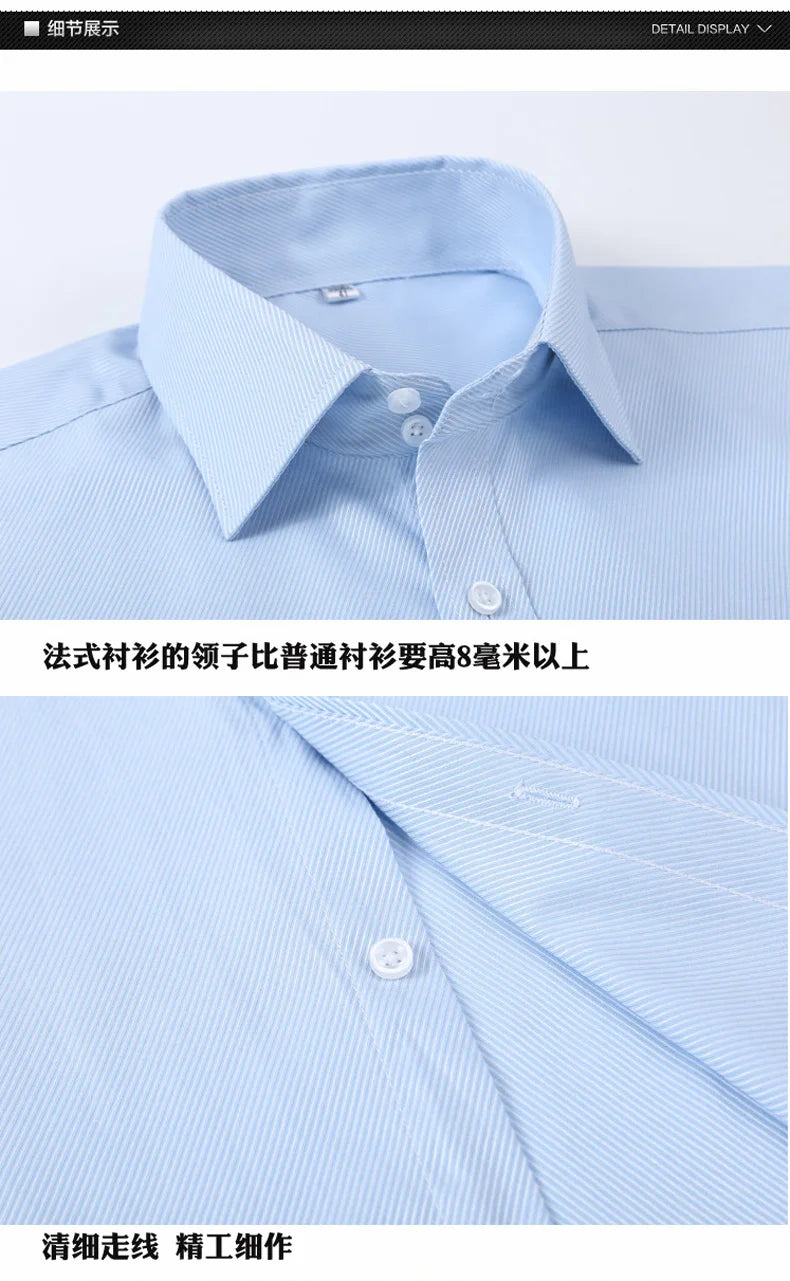 Men's French cufflinks shirt, men's slim fit long sleeved business sleeve nail free business formal men's solid color shirt - Buy online at  Vibe In Cart.