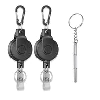 Retractable Iron Keychain with Carabiner and Spring Clip