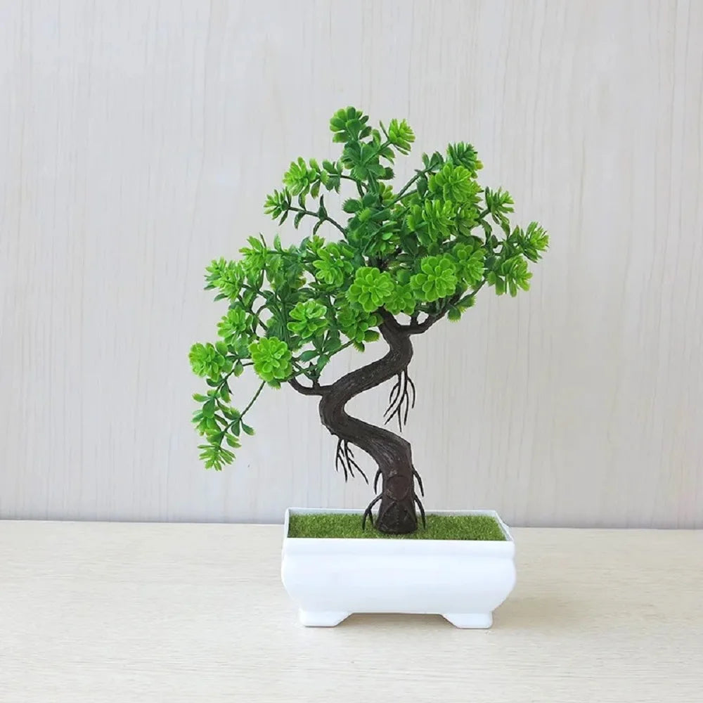 Artificial Plastic Potted Bonsai Tree for Desktop Decoration