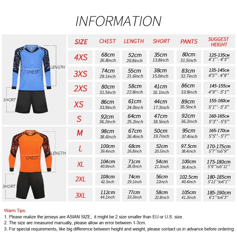 Kids Goalkeeper Uniform Boys Goalkeeper Jersey Doorkeepers Long Sleeve Sponge Protective Football Uniform For Children's - Buy online at  Vibe In Cart.