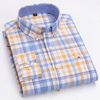 Men's 100% Cotton Shirt Long Sleeve Plaid Oxford Casual Solid Color Print Regular Fit Formal Dress Shirt Oversized 7XL  6XL 5XL - Buy online at  Vibe In Cart.