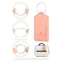 Leather Luggage Tag with Anti-Loss Wire Rope Loop and Built-In Privacy Cover