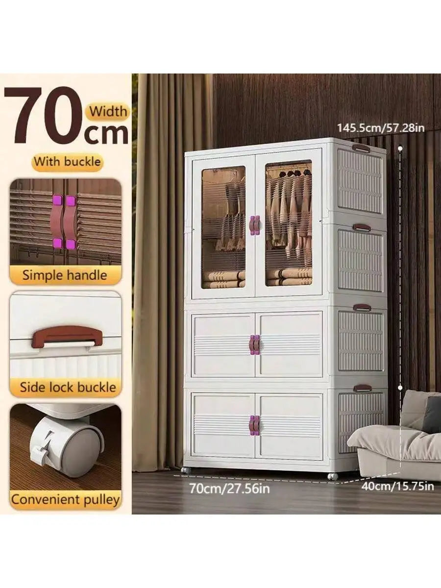 27.56 Inch 1pc Folding Wardrobe + 3pcs Folding Box Easy to Install Wardrobe Hanging Locker Bedroom Clothes Storage Cabinet Folda - Buy online at  Vibe In Cart.