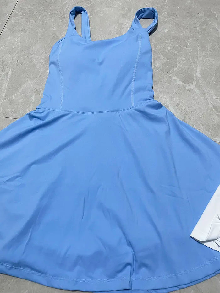 Women Tennis Dress One-Pieces Slim Fit Soft Sports Sets Golf Badminton Skorts Back Cross Tracksuits With Chest Pads Yoga Suits - Buy online at  Vibe In Cart.