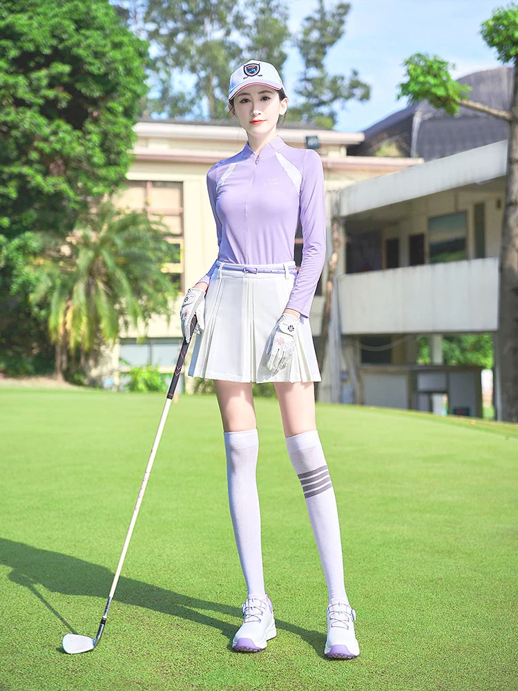 TTYGJ New Golf Skirt Women Spring Autumn Fashion A-lined Skirt Ladies Outdoor Sports Skorts Casual Golf Wear with Inner Shorts