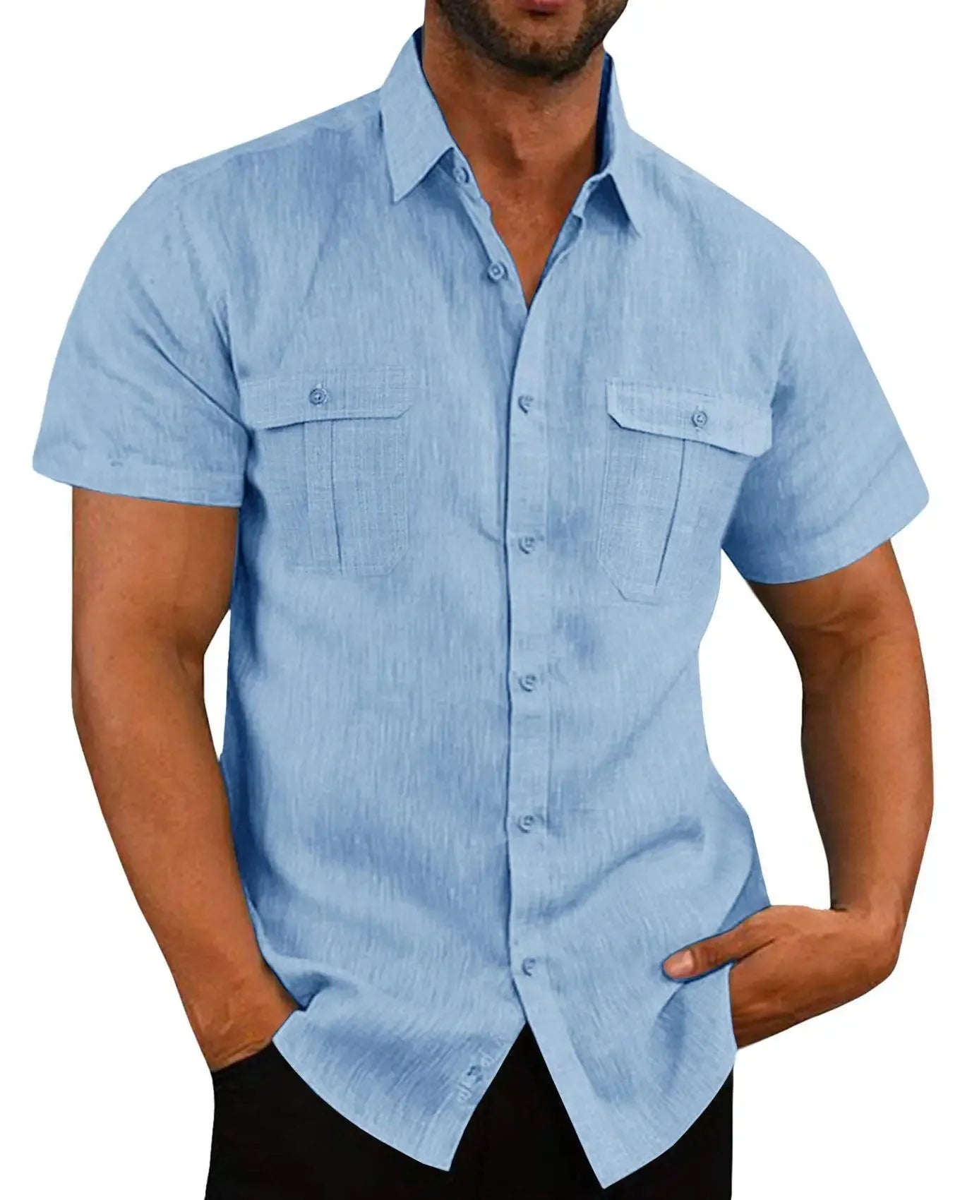 Cotton Linen Hot Sale Men Short-Sleeved Shirts Summer Solid Color Comfort Collar Casual Beach Style Plus SizeMale Shirts M-5XL - Buy online at  Vibe In Cart.