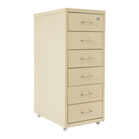 Lockable Rolling Metal File Cabinet| 6-Drawer Home Office Document Storage Container with Wheels| Off-white/Green/Yellow - Buy online at  Vibe In Cart.
