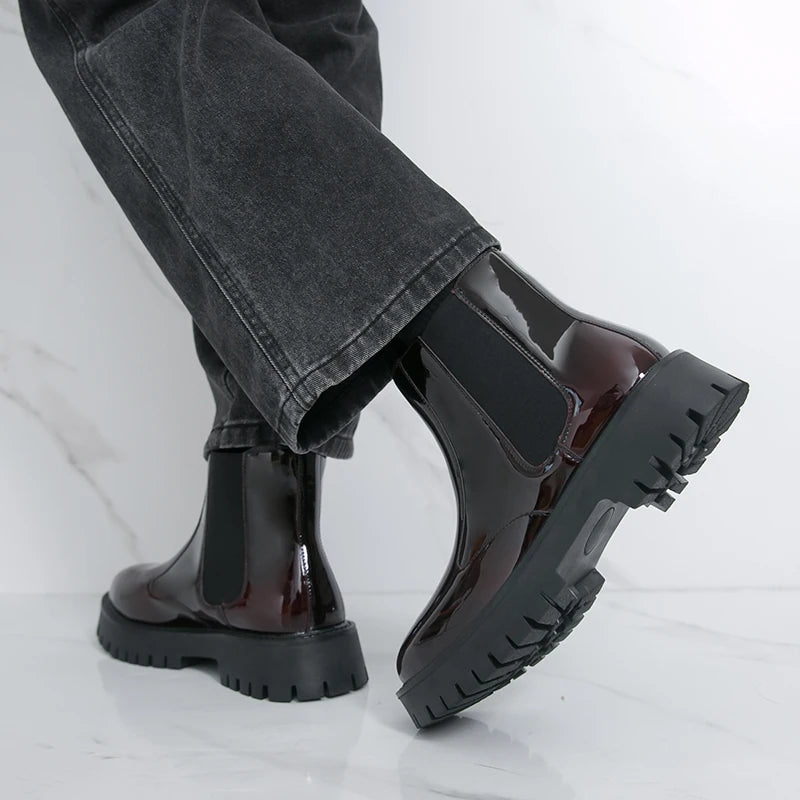 Men Chelsea Boots PU Thick Soled Round Toe Classic Comfortable Men High Top Boots - Buy online at  Vibe In Cart.