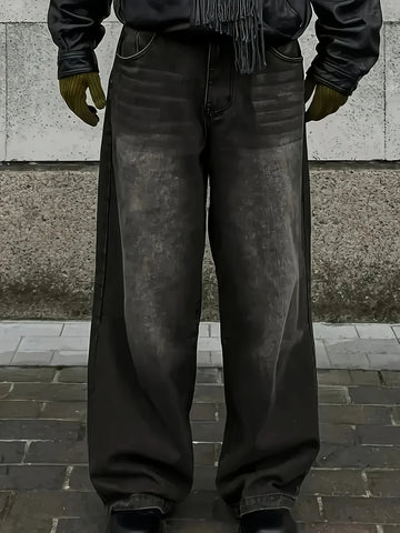 Men'S Skinny Fit Wide Leg Jeans, Men'S Stylish Comfy Denim Pants, Versatile For Four Seasons - Buy online at  Vibe In Cart.