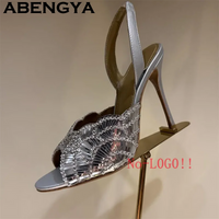 2026 Summer Trendy New Shiny Fish Mouth Toe Sexy Stiletto Sandals Woman Quality Sequined Thin High Heel Slippers for Women Shoes - Buy online at  Vibe In Cart.