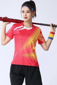 Women Table Tennis T-shirts Gradient Prints Badminton Sports Shirt Quick Dry Team Sportswear Tee Polyester Training Short Sleeve - Buy online at  Vibe In Cart.