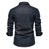 AIOPESON Brand Elastic Cotton Denim Shirt Men Long Sleeve Quality Cowboy Shirts for Men Casual Slim Fit Mens Designer Clothing - Buy online at  Vibe In Cart.