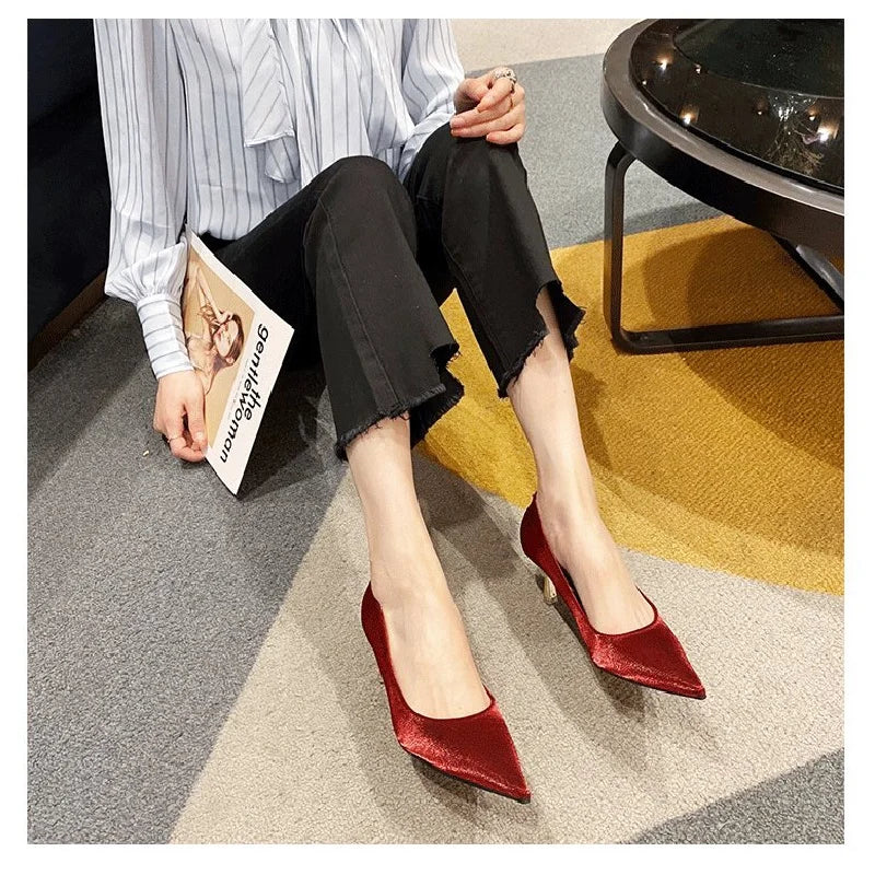 Women's French Style Pointed Toe High Heels for Autumn/Winter - Shallow Cut Stiletto Pumps,Retro Commuter Dress Shoes - Buy online at  Vibe In Cart.