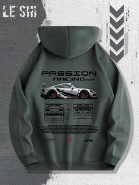 Men'S Passionate Racing Graphic Hoodie Featuring Race Cars and Sports Car Illustrations, Perfect for Everyday Wear - Buy online at  Vibe In Cart.