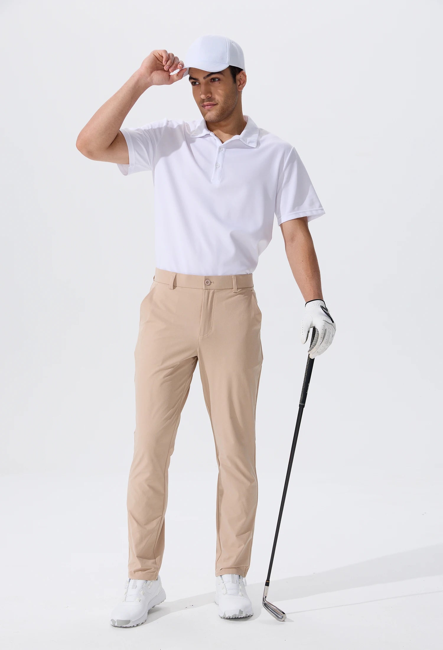 Men's Stretch Slim Straight Lightweight Polyester Golf Pants, Full Length