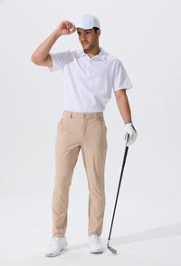 Men's Stretch Slim Straight Lightweight Polyester Golf Pants, Full Length