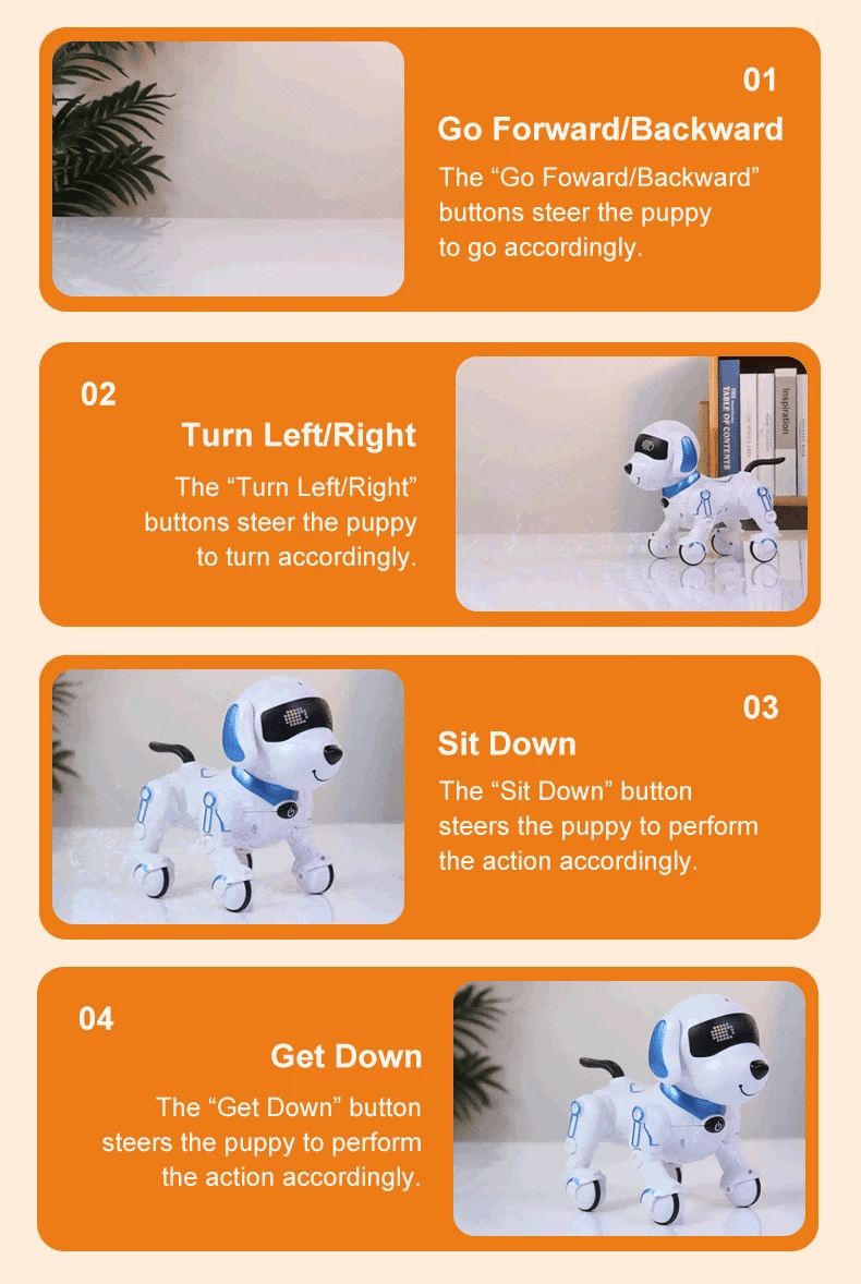 Interactive Remote Control Robot Dog with Programmable Stunts and Touch Features