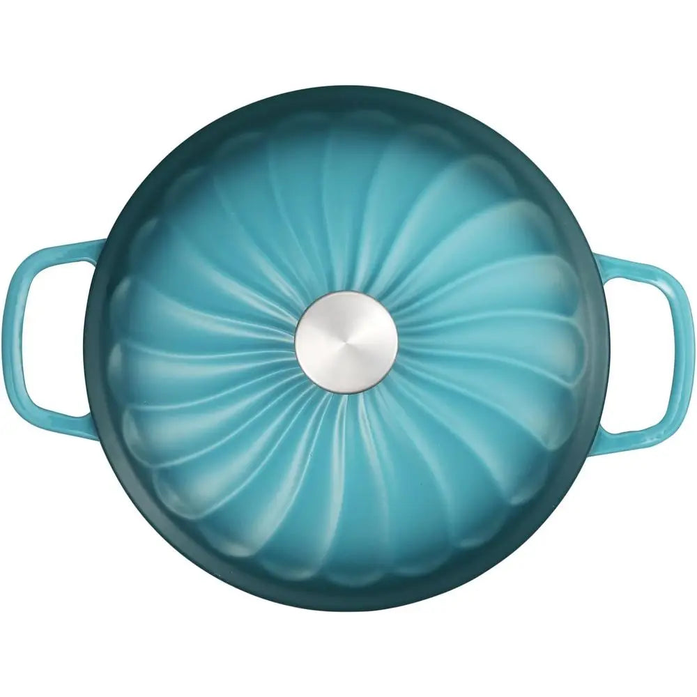 Enameled Cast Iron Dutch Oven, 3.8 Quart with Handles, Blue-Green Cookware, Braisier Pan with Lid - Buy online at  Vibe In Cart.