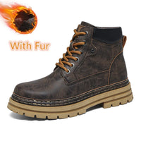 Men's Ankle Boots Lace-Up Flat Heel Bonded Leather Insole