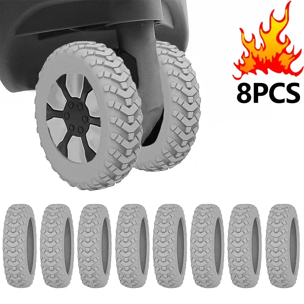 8-Piece Rubber Luggage Wheel Protectors with Noise Reduction