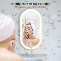Gold Frame Oval Bathroom Mirror LED Lighted Anti-Fog Smart Vanity Mirror Anti-fog Dimmable Illuminated Innovative Makeup Mirror - Buy online at  Vibe In Cart.