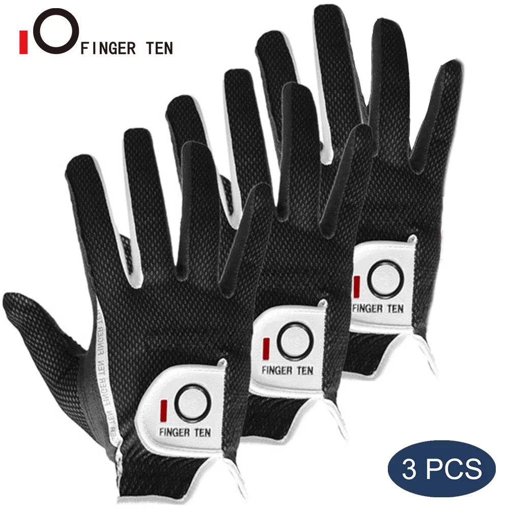 Men's Performance Mesh Golf Gloves 6 Pack in Black, Gray, Green