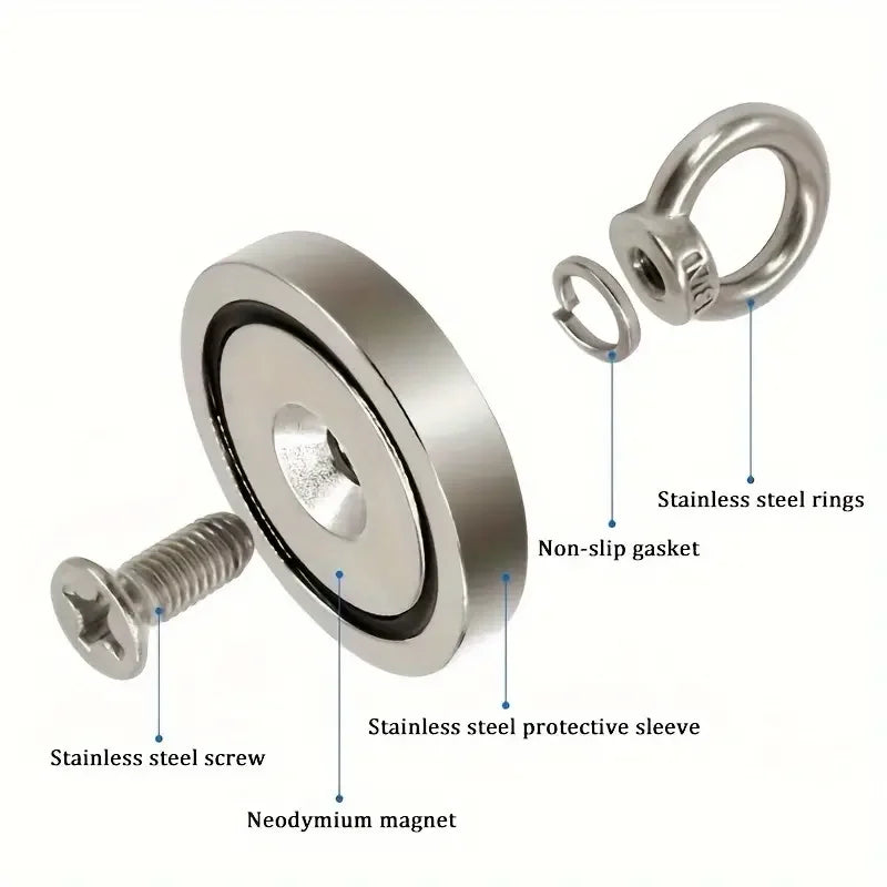 D48 D60 D75 D90 Super Strong Neodymium Fishing Magnets, Rare Earth Magnet with Countersunk Hole Eyebolt for Retrieving in River - Buy online at  Vibe In Cart.