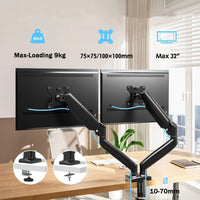 Adjustable Dual Monitor Mount for 17-32 Inch Screens with Swivel, Tilt and Rotation