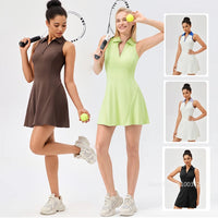 Women Tennis Dress Polo Zipper Collar Slim Skirts Ladies V-neck Breathable Slim Badminton Golf Dresses Quick-Dry Skorts S-XXL - Buy online at  Vibe In Cart.