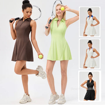 Women Tennis Dress Polo Zipper Collar Slim Skirts Ladies V-neck Breathable Slim Badminton Golf Dresses Quick-Dry Skorts S-XXL - Buy online at  Vibe In Cart.