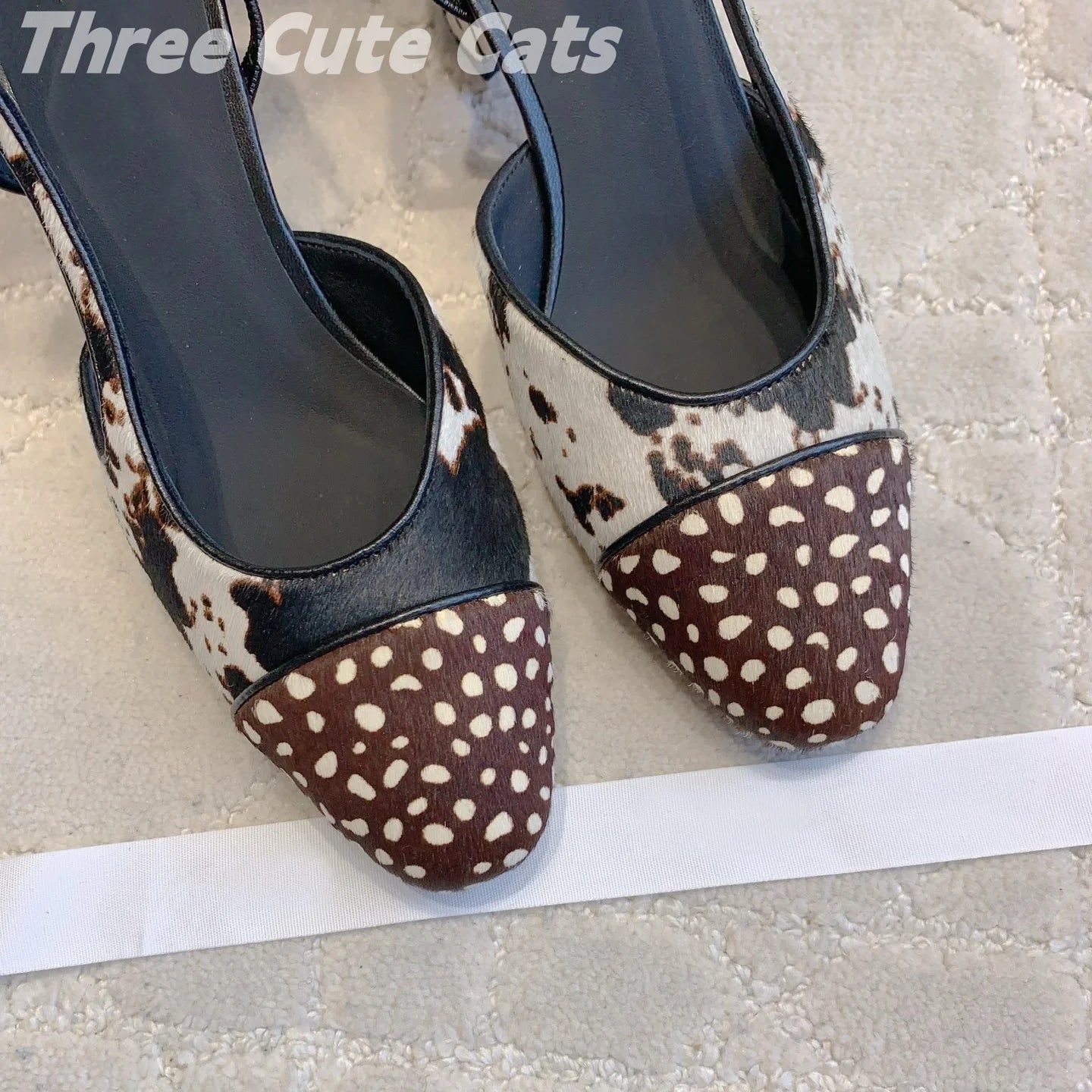 Novelty Horsehair Animal Parints Shallow Sling Back Zapatos Mujer Leopord Almond Shaped Toes Chunky Heels Woman Sandals 34-42 - Buy online at  Vibe In Cart.