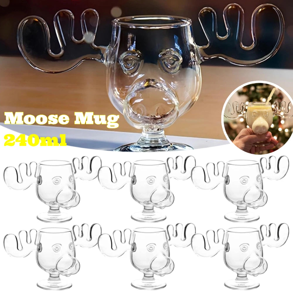 1/2/3PCS Christmas Elk Glass Cup 8Oz Milk Moose Mug Christmas Reindeer Head Beer Water Cup Xmas Holiday Party Drinkware Gifts - Buy online at  Vibe In Cart.