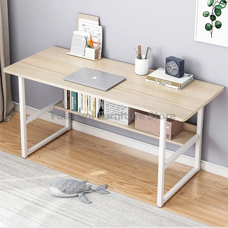 Sturdy Room Students Study Table Wide Desktop Rounded Corners Office Computer Desk With Storage Layer Simple Home Gaming Desk - Buy online at  Vibe In Cart.