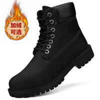 Men's Lace-Up Ankle High Boots with Medium Heel for Adults