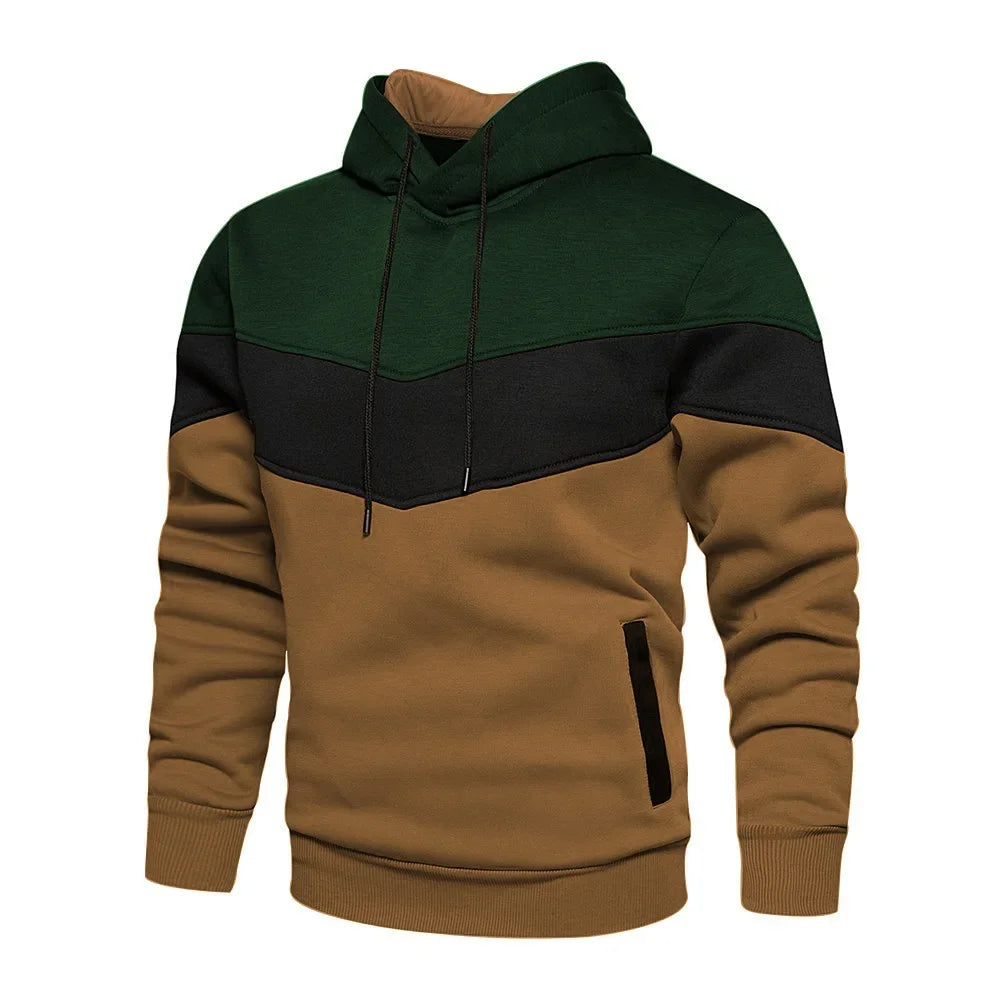 2025 New Men's Patchwork Hoodie Outdoor Casual Sportswear Street Fashion Men's Fleece Thermal Hooded Sweatshirt Fall Winter Coat - Buy online at  Vibe In Cart.