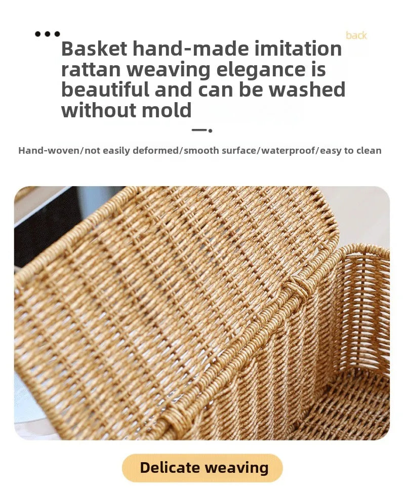 Rattan Cable Management Box with 2 Open Slots for Under Desk