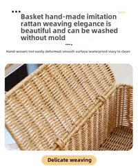 Rattan Cable Management Box with 2 Open Slots for Under Desk