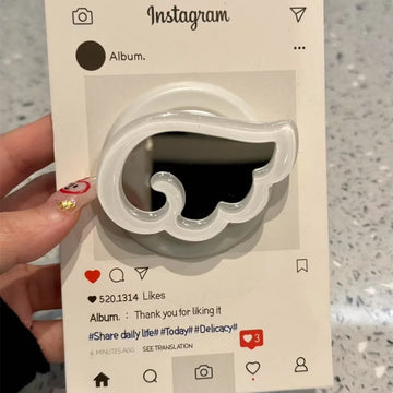 White 3D Universal Phone Stand Holder with Mirror and Ring