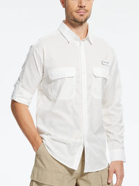 Summer Men's UPF 50+ Casual Long Sleeve Fishing Shirts, Lightweight Tactical Button Down Shirt with Breathable Back Mesh - Buy online at  Vibe In Cart.