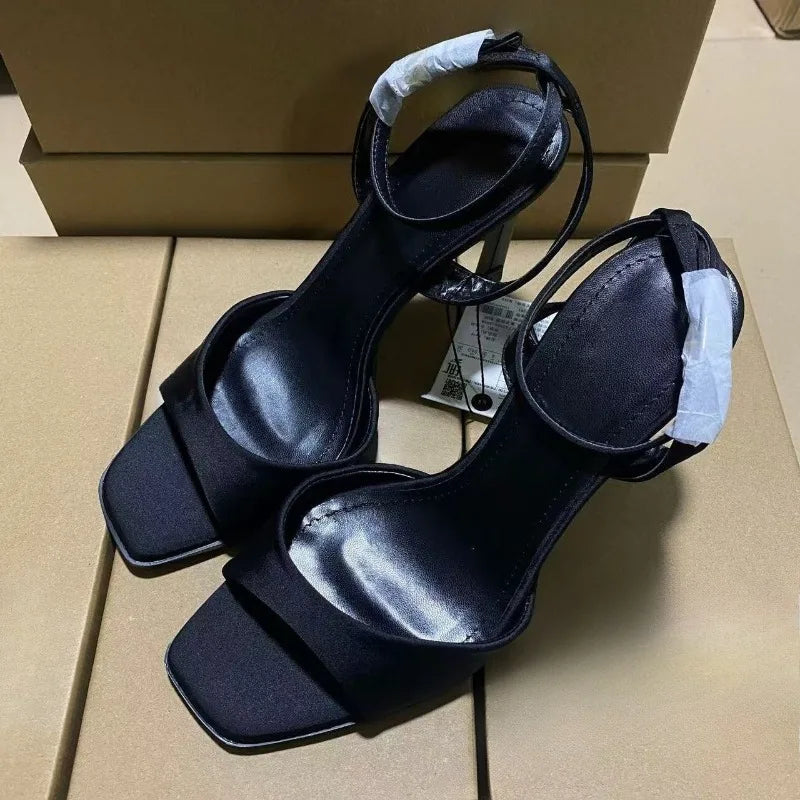 Black Sexy High Heels Women Summer Elegant Party Dress Sandals Designer Peep Toe Big Size Stiletto Ankle Strap Lady Office Shoes - Buy online at  Vibe In Cart.