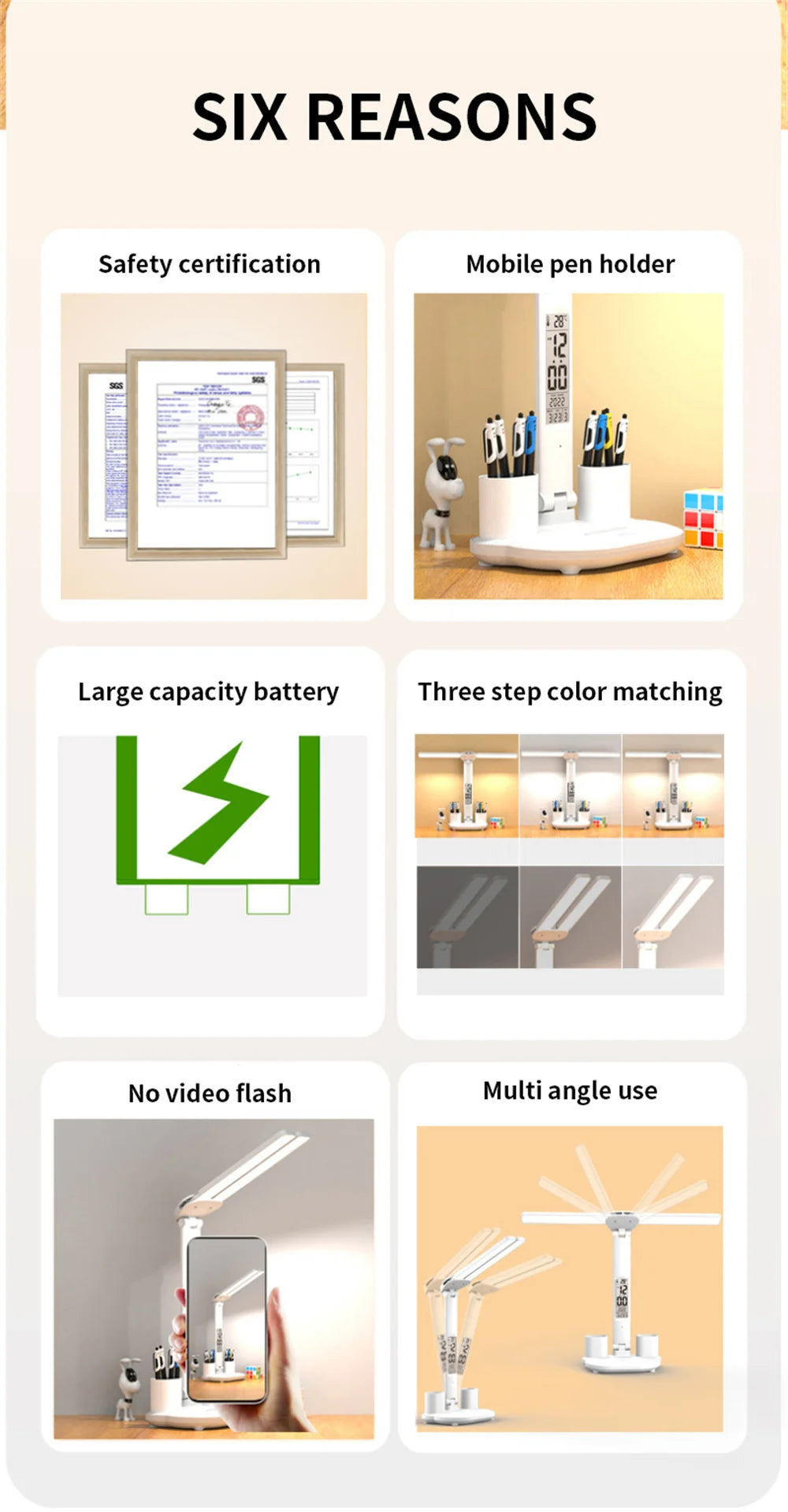 LED Desk Lamp USB Dimmable Touch Foldable Table Lamp with Calendar Temperature Clock Night Light for Study Reading Lamp - Buy online at  Vibe In Cart.