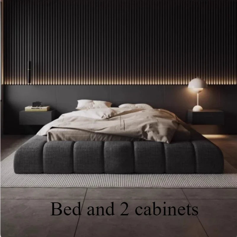 Modern Style Frame Bed with Storage and Movable Design for 2 People