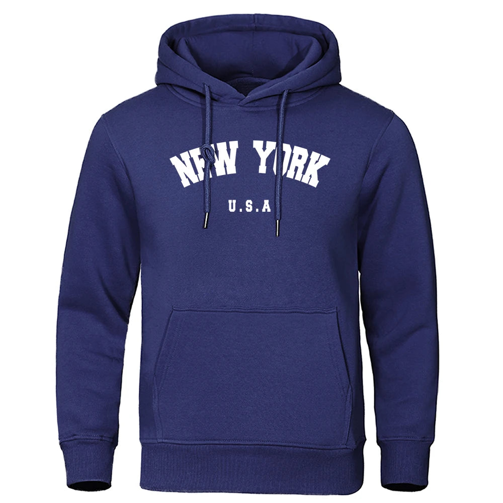 NEW YORK Letter U.S.A City Print Hoody Men Fashion Casual Long Sleeves Hooded Loose Oversize Pullover Hoodie Street Sweatshirt - Buy online at  Vibe In Cart.